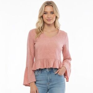 Blush Noir Size medium peach embroidered top